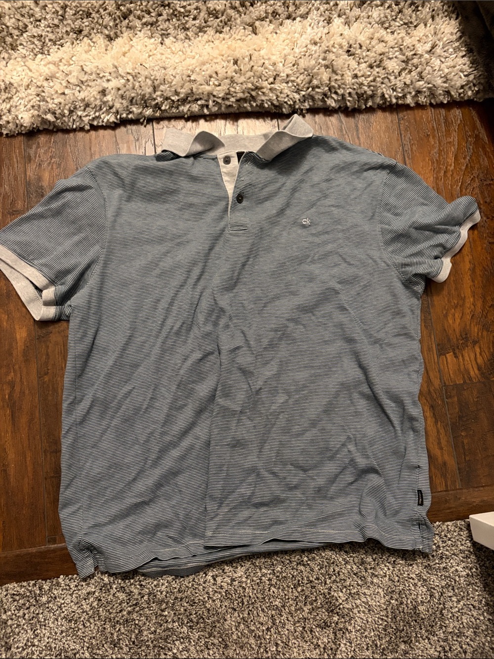 Men's Calvin Klein Light Blue Striped Polo Shirt